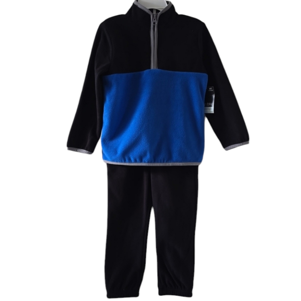 OKIE DOKIE TODDLER BOYS BLUE AND BLACK 2 PIECE FLEECE SET SIZE 4T